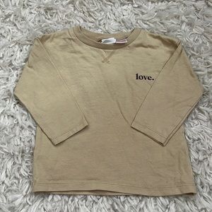 Zara Infant LOVE Long sleeve T Shirt size 6-9M